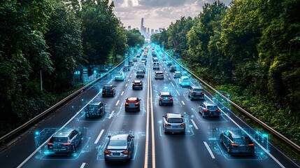 Autonomous Vehicles on Smart Highway Connected Cars Future Transportation Technology