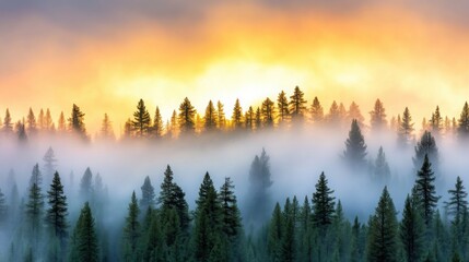 Curtains A dense forest glows as the setting sunâ€™s rays filter through the towering trees