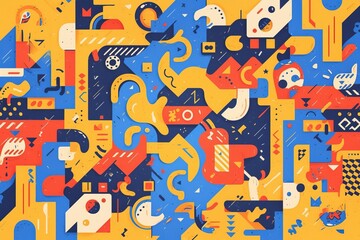 Abstract geometric design with animal motifs
