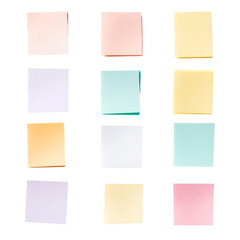 Colorful Sticky Notes Arranged in Grid Pattern Blank Paper Office Supplies,