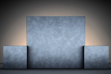 Grey concrete backdrop subtly lit Product display elegantly composed. AI Generated