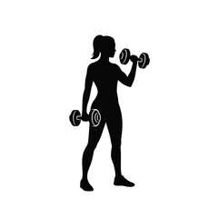 A woman lifting weights with a weight lifting her arms
