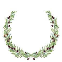 Aquarelle Wreath of olive Branches