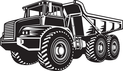 silhouette of articulated haulerr vector isolated on white background.