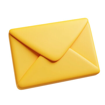 Yellow 3D Envelope Icon Digital Mail Message Communication,