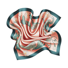 Flowing Silk Scarf with Vibrant Floral Design