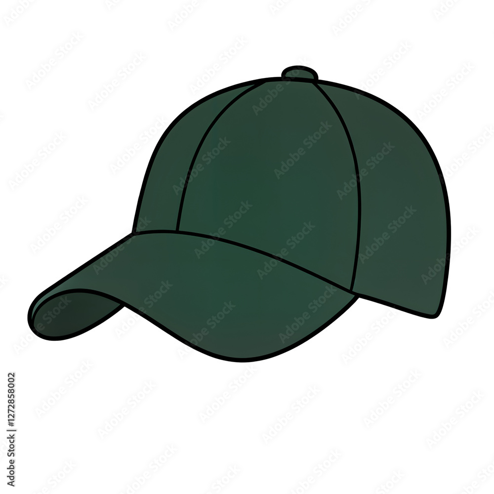 Wall mural Dark Green Baseball Cap Design Template Mockup Illustration hat style image shade sports casual     