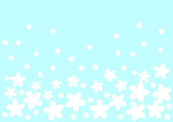 たくさんの白い花の壁紙　背景　水色