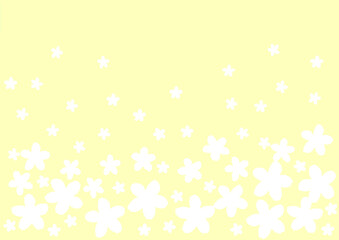 たくさんの白い花の壁紙　背景　黄色