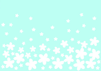 たくさんの白い花の壁紙　背景　水色