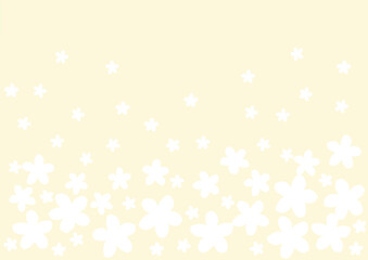 たくさんの白い花の壁紙　背景　黄色