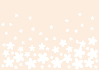 たくさんの白い花の壁紙　背景　ベージュ