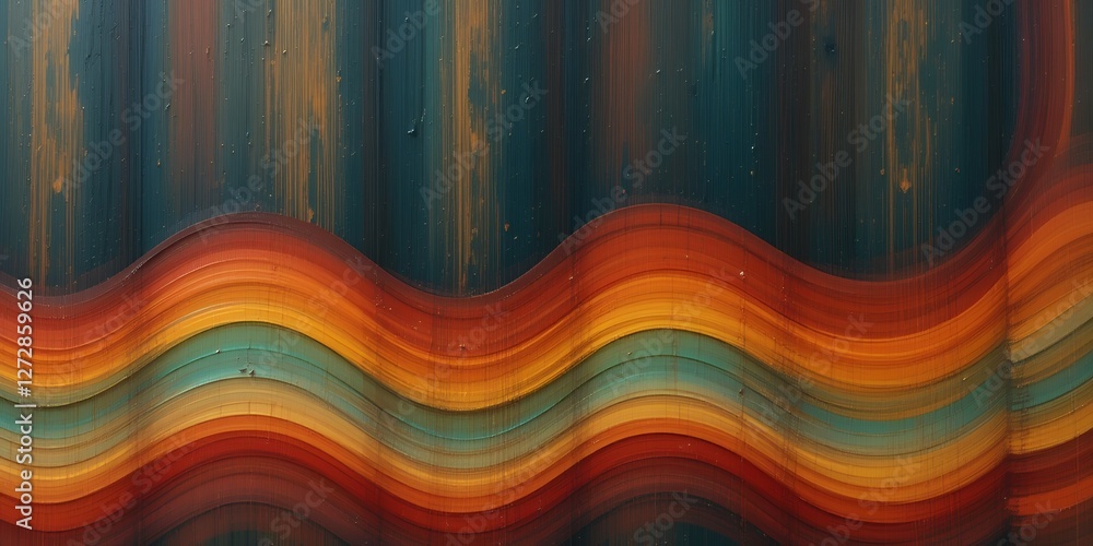 Poster abstract painted waves on textured dark background creates visual depth