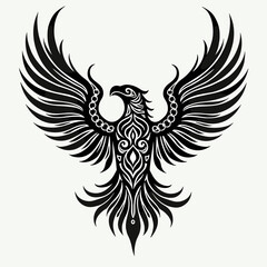 Fototapeta premium Elegant tribal eagle soaring with intricate patterns, symbol of freedom