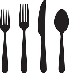 Fork, knife and spoon  set icons silhouette vector design
