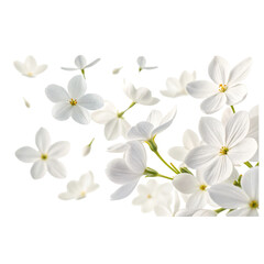 Obraz premium Flying white flowers isolated on transparent background