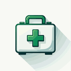 Obraz premium Illustration of a green first aid kit on a light background, health care