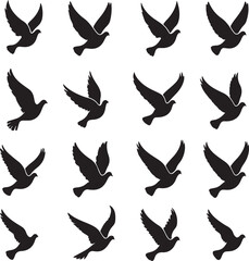 Dove Bundle Illustration, Bird Cut File, Wedding Bird Stencil, Death Freedom Symbol Vector, Pigeon Clipart.