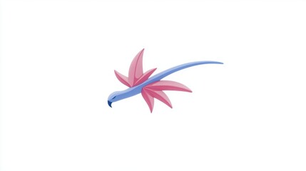 Fototapeta premium Colorful Stylized Bird Illustration with Whimsical Floral Elements and Fluid Motion