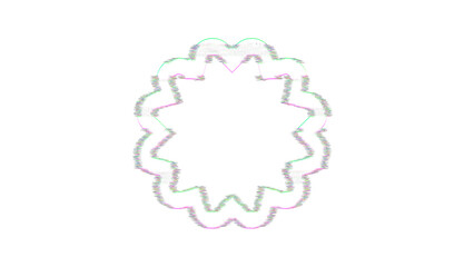 Icon certificate is distorted. Glitch. Noise, chromatic aberration, geometric distortion