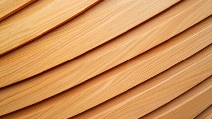 A close-up of smooth, curved wooden layers showcasing a warm, natural finish, emphasizing texture and craftsmanship.