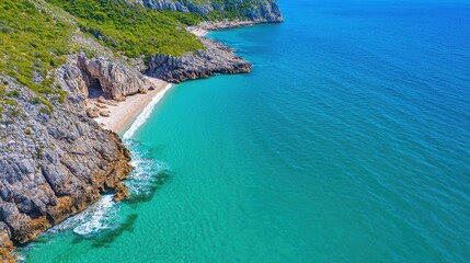 Fototapeta premium Beautiful scenic view of a beach with clear turquoise water