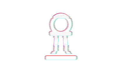Icon chess pawn is distorted. Glitch. Noise, chromatic aberration, geometric distortion