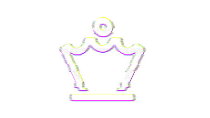 Icon chess queen is distorted. Glitch. Noise, chromatic aberration, geometric distortion