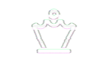 Icon chess queen is distorted. Glitch. Noise, chromatic aberration, geometric distortion
