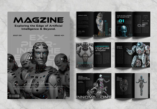 Futuristic Science Fiction Technology Magazine Template Layout