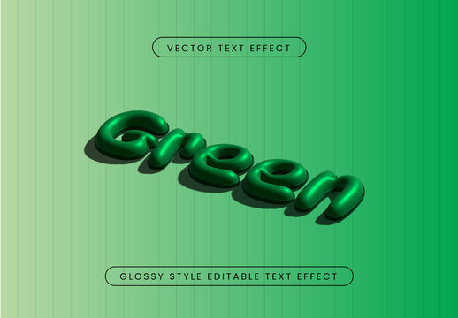 Glossy And Green Plastic Text Effect Mockup