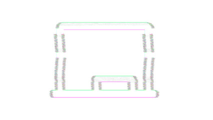 Icon chalkboard is distorted. Glitch. Noise, chromatic aberration, geometric distortion