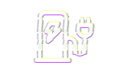 Icon charging station is distorted. Glitch. Noise, chromatic aberration, geometric distortion