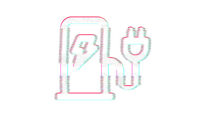 Icon charging station is distorted. Glitch. Noise, chromatic aberration, geometric distortion