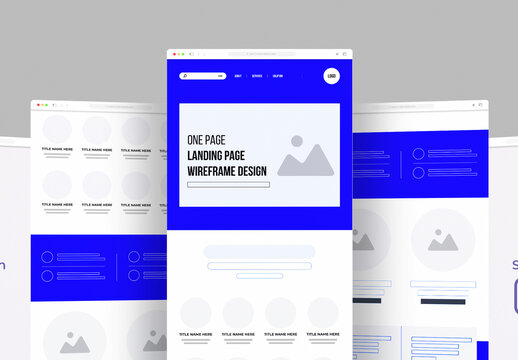 Modern One Page Landing Page Wireframe Design for Websites