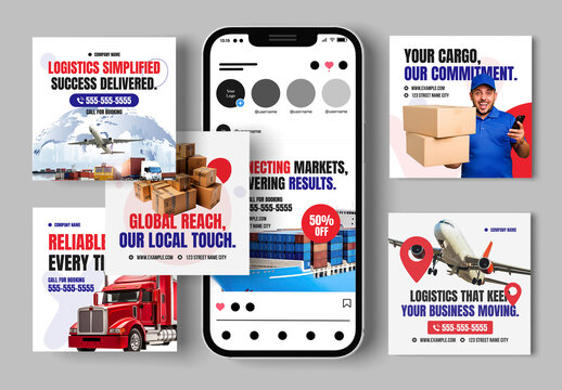 Professional Logistics Service Social Media Post Template for Efficient Delivery Solutions
