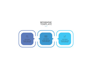 Infographic template. Concept with three colorful rectangular elements placed in horizontal row and connected by arrows.