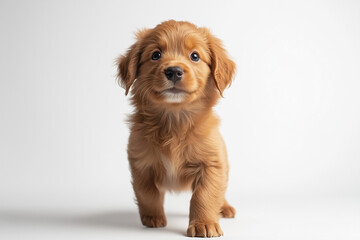Adorable Golden Retriever Puppy Standing: Innocence and Curiosity