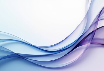 Obraz premium Blue and Purple Gradient with Smooth Curve: Glassy Texture, Simple White Background, Elegant Design, Luxurious Style, Modern Graphic Element.