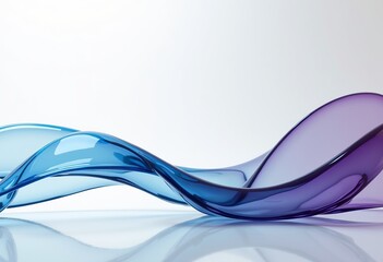Obraz premium Elegant Blue and Purple Gradient Background: Smooth Curve, Glassy Texture, Simple White Backdrop, Luxurious Style, Modern Graphic Design, Product Highlight.