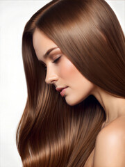 Silky Smooth Hair Cascading Elegantly Over Shoulder in Soft Natural Light