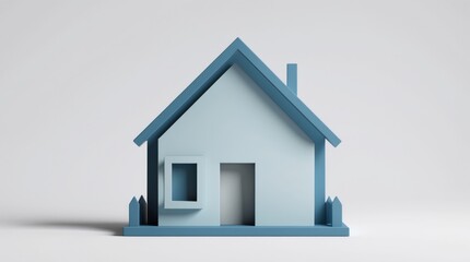 Minimalist House Model with Open Design and Fence, Ideal for Architecture Concepts