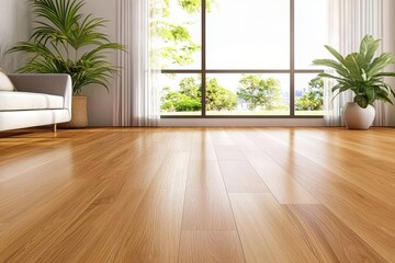 Bright Interior Space with Wooden Floor and Plants near Window for Home Decor and Design Inspiration