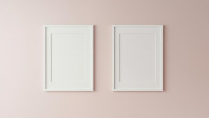 Minimalist white frames on a soft pink wall, ideal for artwork.