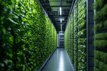 Indoor Vertical Farm Lush Green Walls Plants Growing Modern Agriculture Technology
