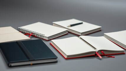 Blank Notebooks on Grey Background - High Resolution Images