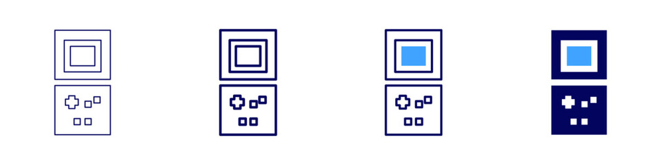 Handheld console icon in 4 different styles. Thin Line, Line, Bold Line, Duotone. Duotone style. Editable stroke