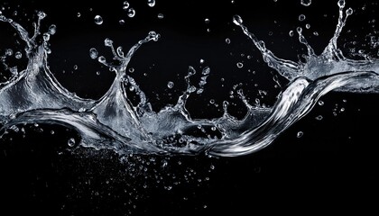 Water splash on black background