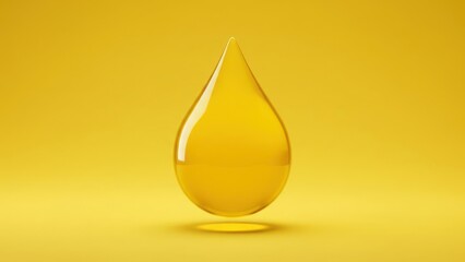 Fototapeta premium A single yellow droplet on a bright background, symbolizing purity.