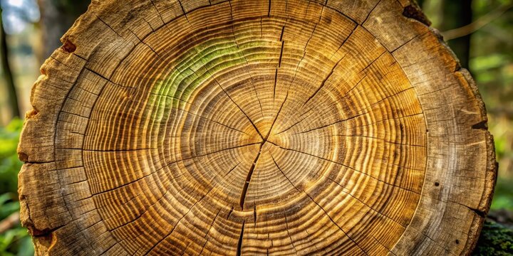 Ancient tree trunk with distinctive ring patterns from past centuries